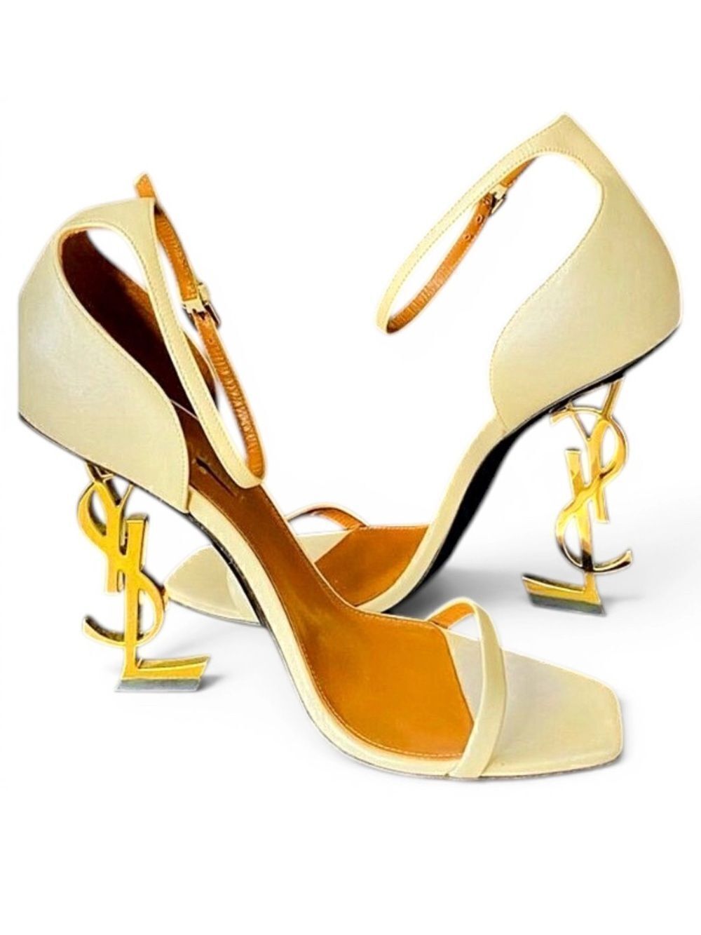 🛍️ Saint Laurent Leather YSL Logo Opyum Heels w Certificate of Authenticity